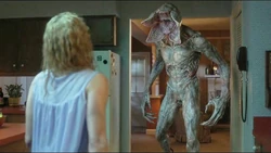 A Demogorgon attacking the Wheeler's residence