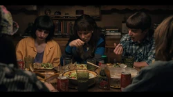 Mike, Eleven and Will having Murray's risotto.