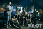 Eleven, Mike, Will, Dustin, Max and Lucas on an issue of Pilot TV
