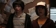 Mike and Dustin shocked at Max's defense against Billy.