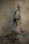 Concept art of Eleven in her hospital gown by Kimberly Adams.