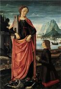 Domenico Ghirlandaio (IT), St. Barbara knusning hendes infidel far