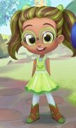 Lime Chiffon appears in a cancelled 2017 promo. Note that she is wearing round glasses and brown boots here.