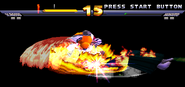 The floor erupts in flames on Hokuto.