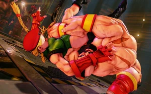 Zangief delivering the Bolshoi Russian Suplex to .