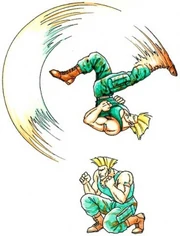 Ilustración oficial de  para  realizando un "Flash Kick".