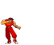 Guy using Elbow Drop (Hiji Otoshi) in Street Fighter Alpha games.