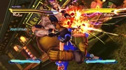 Rufus punching Ling Xiaoyu in the face using Hand Machinegun in Street Fighter X Tekken.