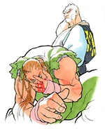 Dan and Retsu artwork in Street Fighter Alpha