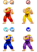 Ken's costume colors as they appear in the Sega Saturn version of X-Men vs. Street Fighter