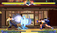 Chun-Li's Level 3 Kikosho vs. Sakura's Level 3 Shinku Hadoken in Street Fighter Alpha 2.