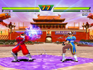 M. Bison vs. Chun-Li in Street Fighter EX Plus.