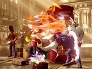 R. Mika using Flying Peach against Vega in Street Fighter V.