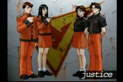 Justice High students with winter (left) and summer (right) uniforms.