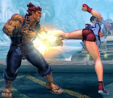 Sakura using flower kick against 