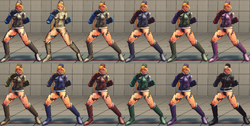 Costume and alternative outfit colors for Cammy in Super Street Fighter 4 
