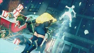 Kolin shatters the tower of ice, forcing Cammy to fall to the ground.
