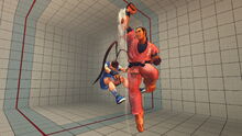 Dan finishing his opponent with the final hit of Hissho Buraiken.