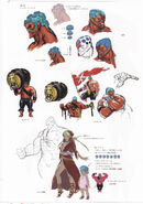 Concept art of Hakan's wife Melike and their seven daughters from the Super Street Fighter IV Official Complete Works book.