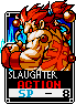 Action card "Slaughter" from Card Fighters' Clash - features Akuma.