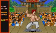 Ryu completing a tile breaker in a bonus stage.