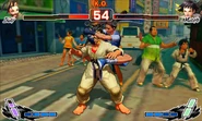 Ibuki about to use the attack against Makoto's neck in 3D Edition.