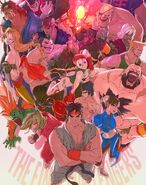 Character group artwork for Ultra Street Fighter II: The Final Challengers.