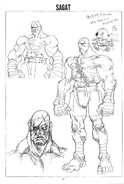 Sagat concept art from Street Fighter Zero - Settings material.