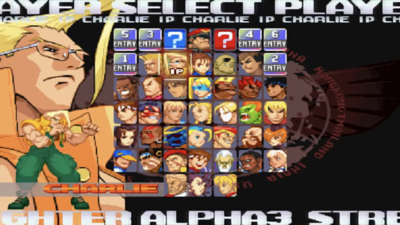 street fighter alpha 2 character select