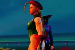 Cammy watches the destruction of the Shadaloo Base.