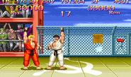 Both players get the same score as they win the Oil Drum Bonus Stage from Super Street Fighter II: The New Challengers