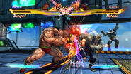 Mech-Zangief in the background of the "Cosmic Elevator" stage in "Street Fighter X Tekken"