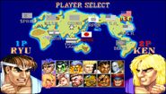 Street Fighter II: Hyper Fighting's characters select screen.