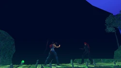 Back of the stage is black.