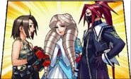 Akira happily accepts Yurika in their team with Zaki after she reveals her guilt for working with her brother Kurow in the Darkside Student Congress