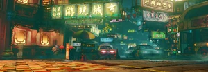 Bustling Side Street stage in Street Fighter V