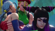 Cammy carries Decapre as she and Juri escape.