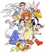 With Chun-Li, Ibuki, Devilotte, Jin Saotome, Princess Tiara and Variel. Art by Kinu Nishimura.