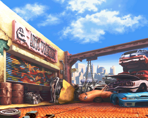 Escenario Car Crusher bonus stage en Street Fighter III: 3rd Strike