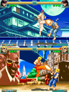Ryu and Ken using Tatsumaki Senpukyaku, as seen in Super Street Fighter II Turbo Revival.