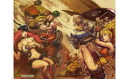 Poison and other Final Fight characters on the cover of Street Fighter II Turbo #6 and #7