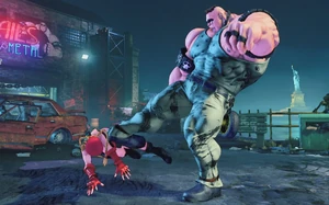 Abigail kicking Cammy's midsection at the end of Hit & Run.