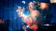 Kairi in-game as blue flames begin to cover on both of his fist.