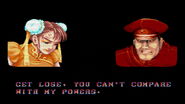 In M. Bison's win quote, there is a typo where he says "Get Lose" instead of "Get Lost". This typo is only present in Street Fighter II: The World Warrior.