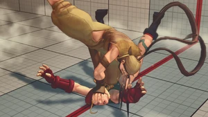 Ibuki slamming  into the ground using Hashinsho.