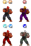 Akuma's costume colors as they appear in the home versions of Marvel Super Heroes vs. Street Fighter.