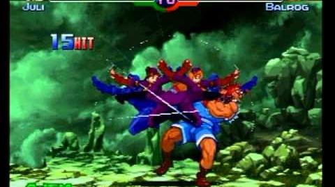 Street Fighter Alpha 3 - Juni & Juli's Death Cross Dancing super move with K.O