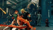 Gif animation of Ken using Guren Enjinkyaku against Cammy in Street Fighter V.
