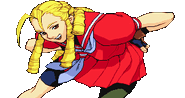 Karin winning portrait in Street Fighter Alpha 3.