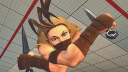 Ibuki's kunai barrage in Super Street Fighter IV.